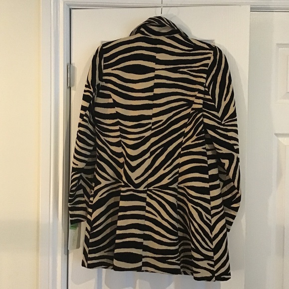 Beautiful black/beige zebra print 3/4 textured coat size S - Picture 5 of 9